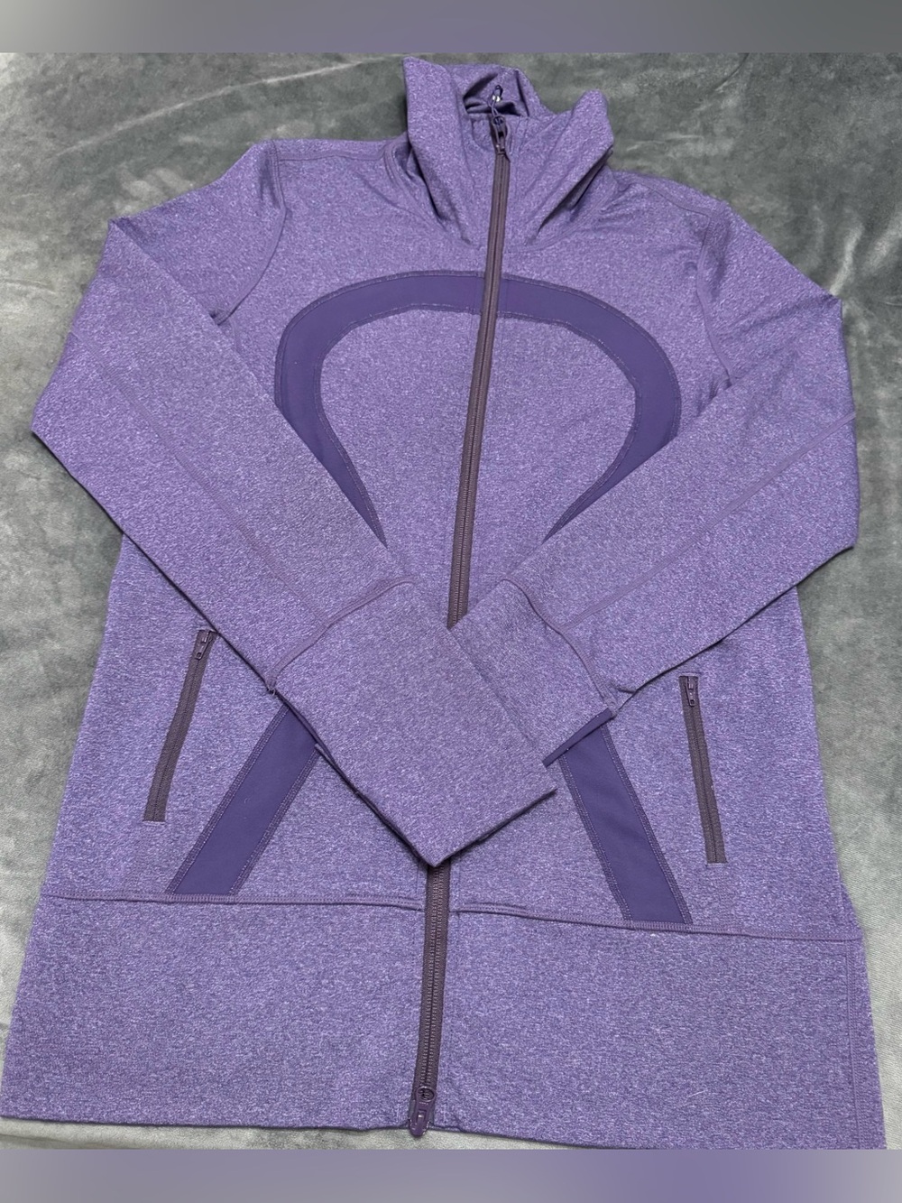 Lululemon In Stride Full Zip Athletic Jacket Heathered Purple Size 10 NWOT